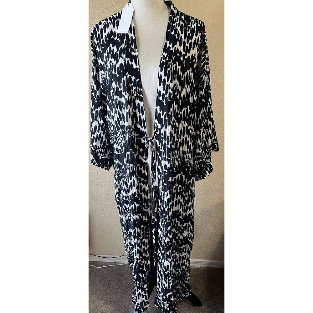 Universal Standard BLK/Blue/Wht Print Swim Cover Up Sz S (14-16) NWT